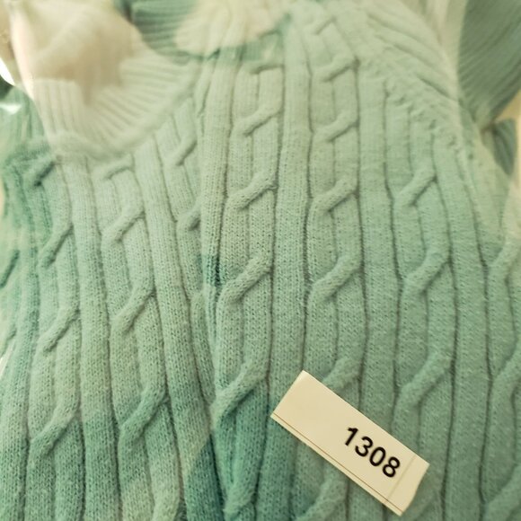Talbots Womens Sweater Small Aqua Blue Pima Cotton Cable Knit Long Sleeve EUC - Picture 7 of 7